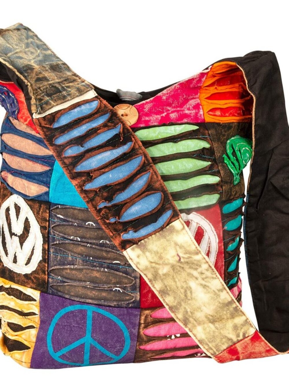 Hobo Colorful Shoulder Bag Women Sling Slouch Hippie Boho (Peace)